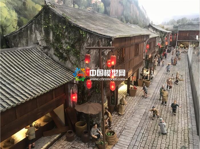 超逼真的场景微缩老街沙盘模型