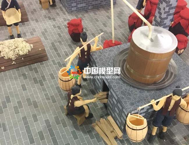 古代工坊酿酒场景沙盘模型