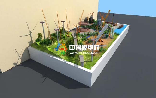 吊车起重机施工场景沙盘模型效果图