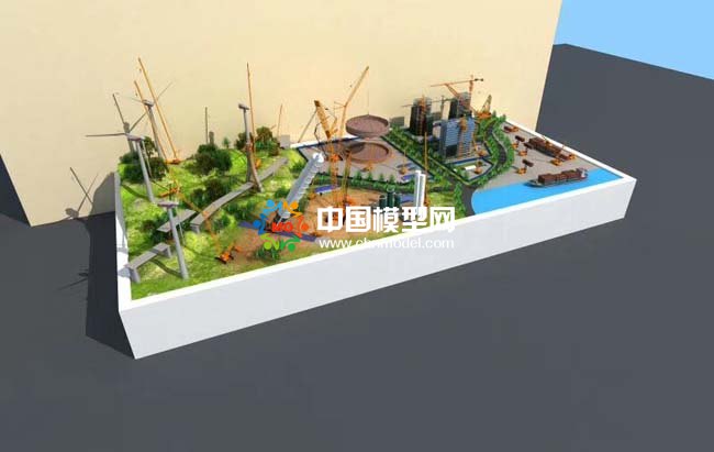 吊车起重机施工场景沙盘模型效果图