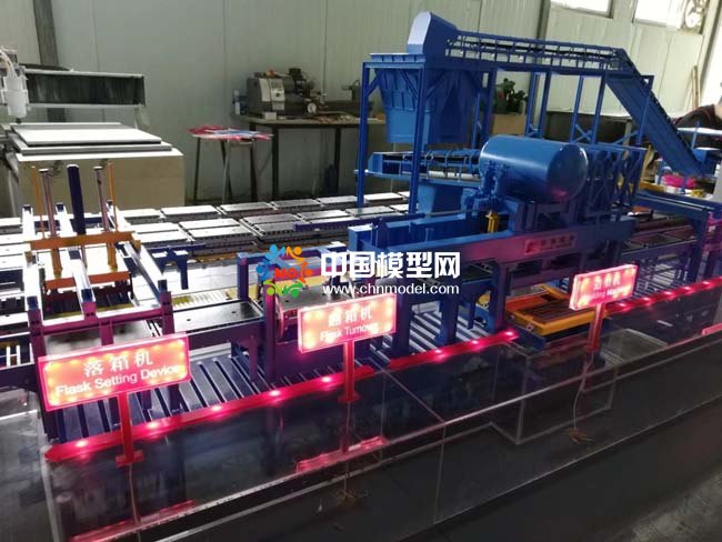 水平脱箱挤压自动造型线沙盘模型