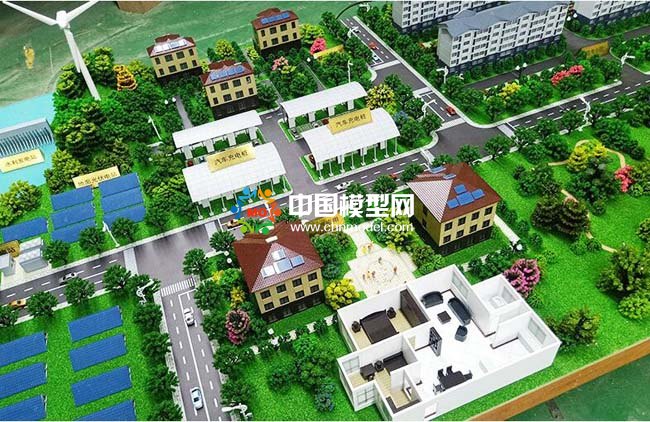 光伏电站应用场景沙盘模型，太阳能光伏屋顶发电沙盘模型