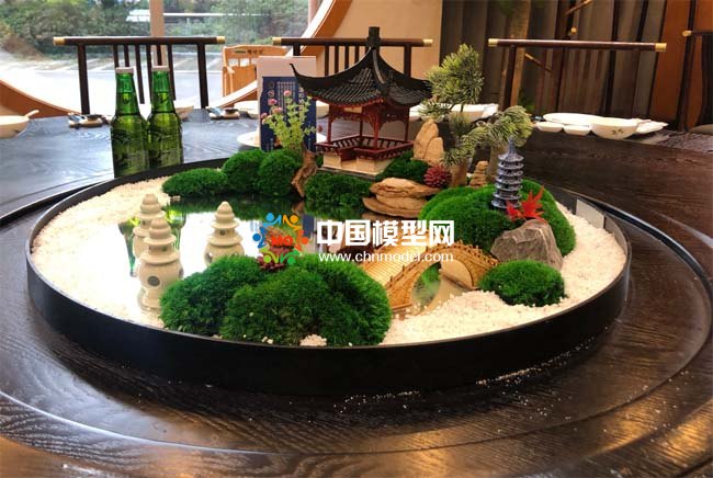 酒店餐桌转盘景观装饰摆件沙盘模型