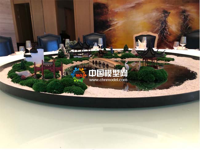 酒店餐桌转盘景观装饰摆件沙盘模型