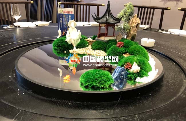 酒店餐桌转盘景观装饰摆件沙盘模型