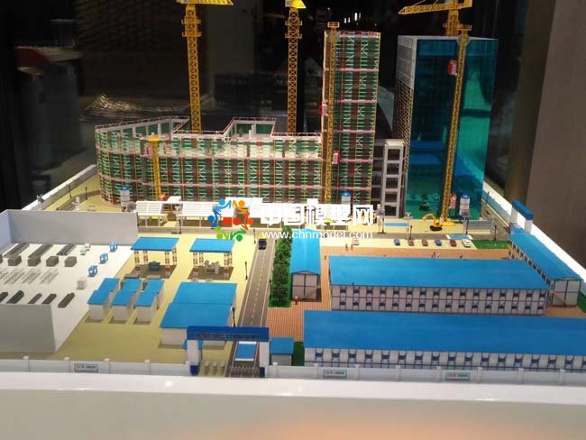 现代化建筑工地施工场景沙盘模型