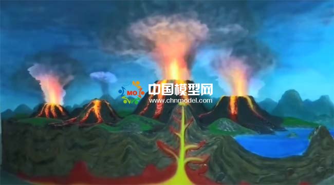 火山喷发场景沙盘模型