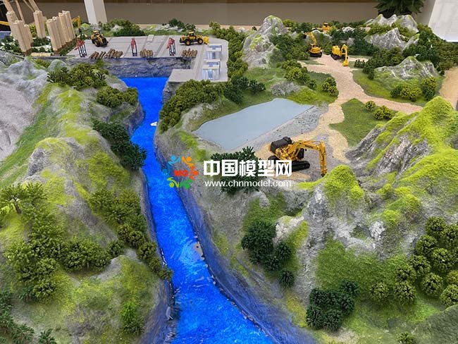 液压挖掘机工作场景沙盘模型