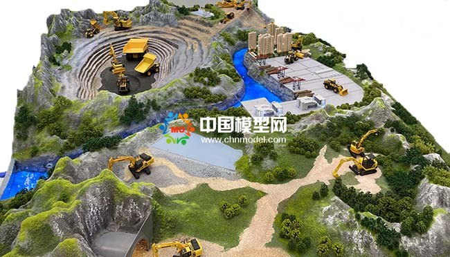 液压挖掘机工作场景沙盘模型